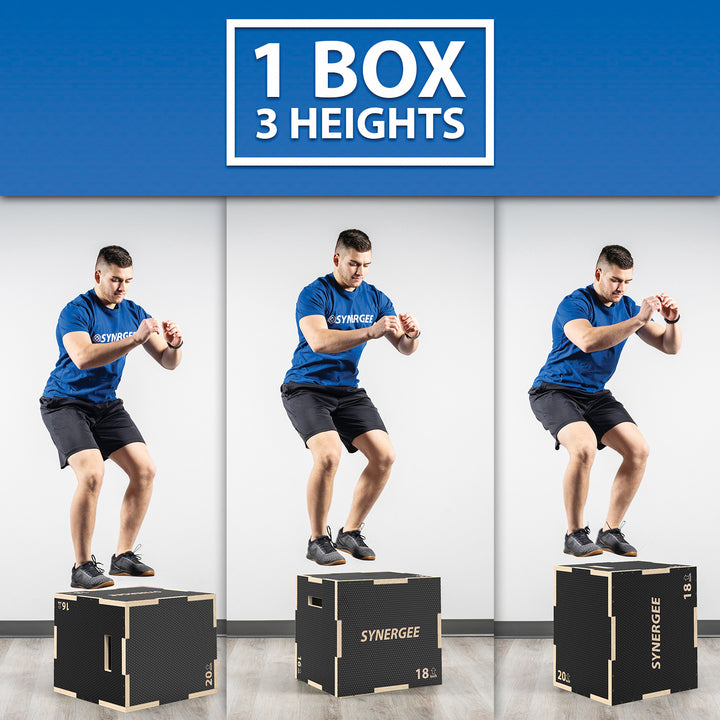Synergee 3-in-1 Non-Slip Wood Plyo Boxes