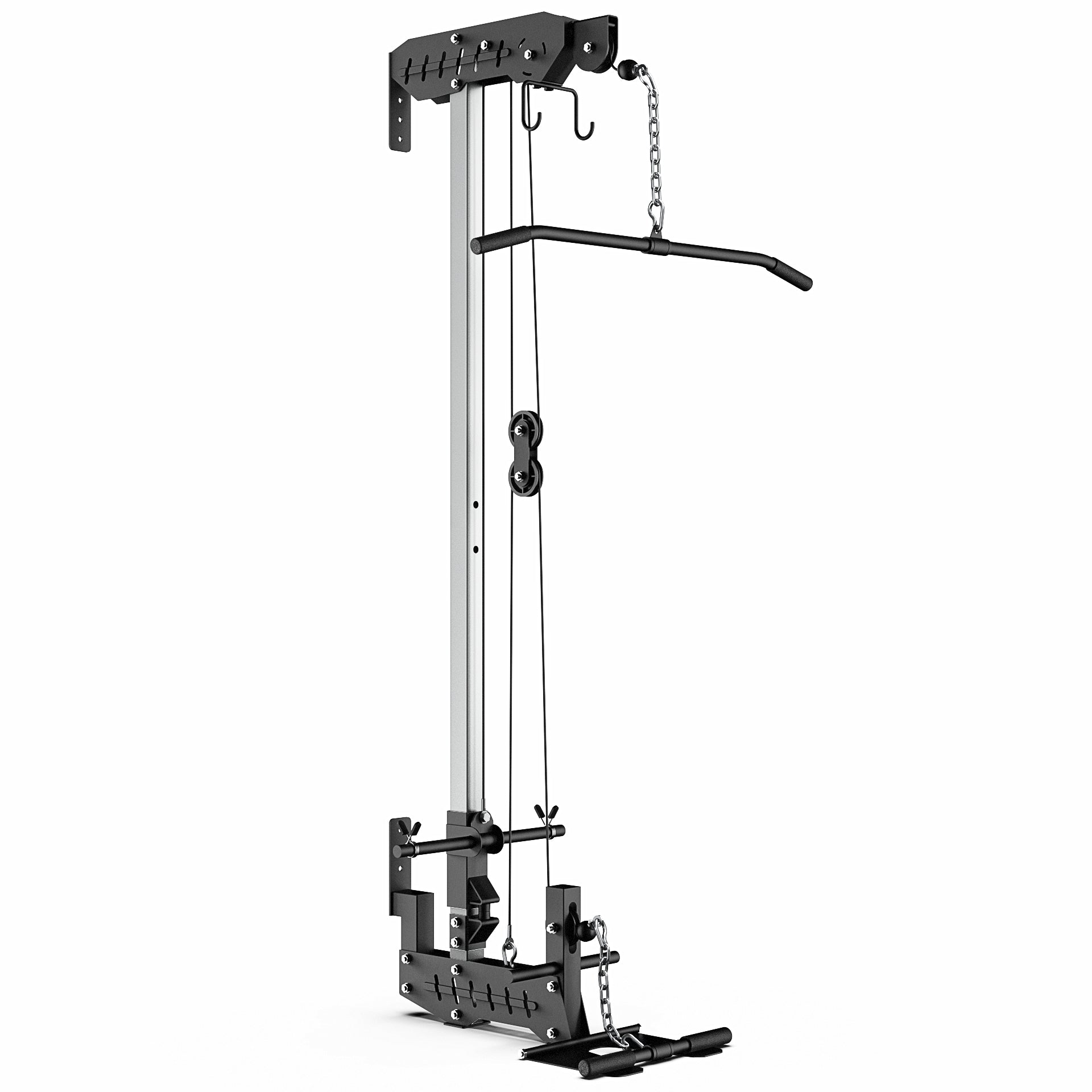 Valor Fitness LAT Pull Down Cable Machine - Wall Mount - 16 Adjustable  Positions Dual Pulley System - Includes Strap Handles - High & Low Cable  System