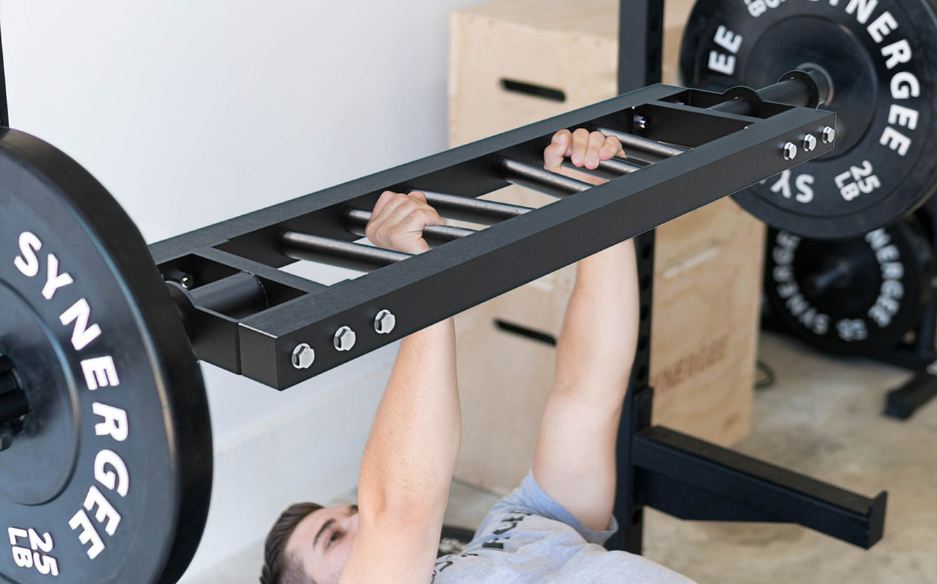 Racking a loaded Synergee Multi-Grip Swiss Bar