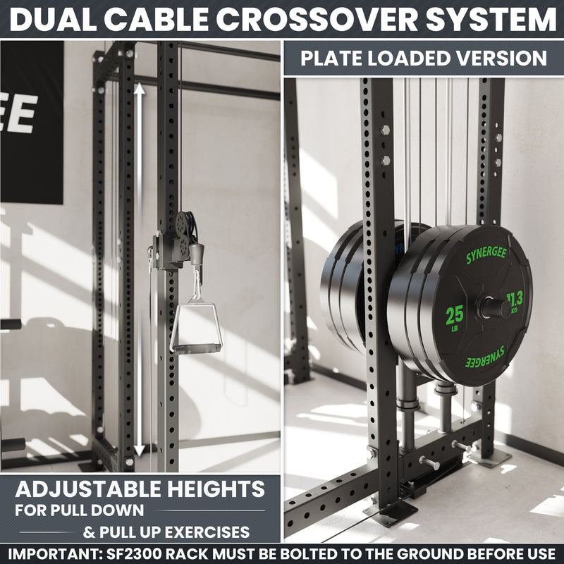 Synergee 2300 Series Power Cage with Plate Loaded Cable Cross Overs and Smith Machine