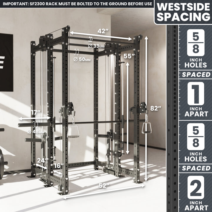 Synergee 2300 Series Power Cage with Plate Loaded Cable Cross Overs and Smith Machine