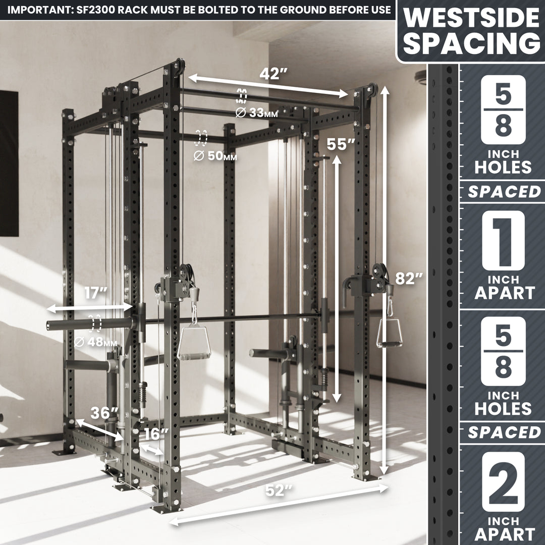 Synergee 2300 Series Power Cage with Plate Loaded Cable Cross Overs and Smith Machine