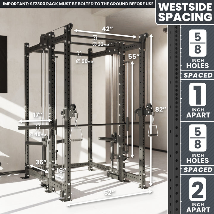 Synergee 2300 Series Power Cage with Plate Loaded Cable Cross Overs and Smith Machine