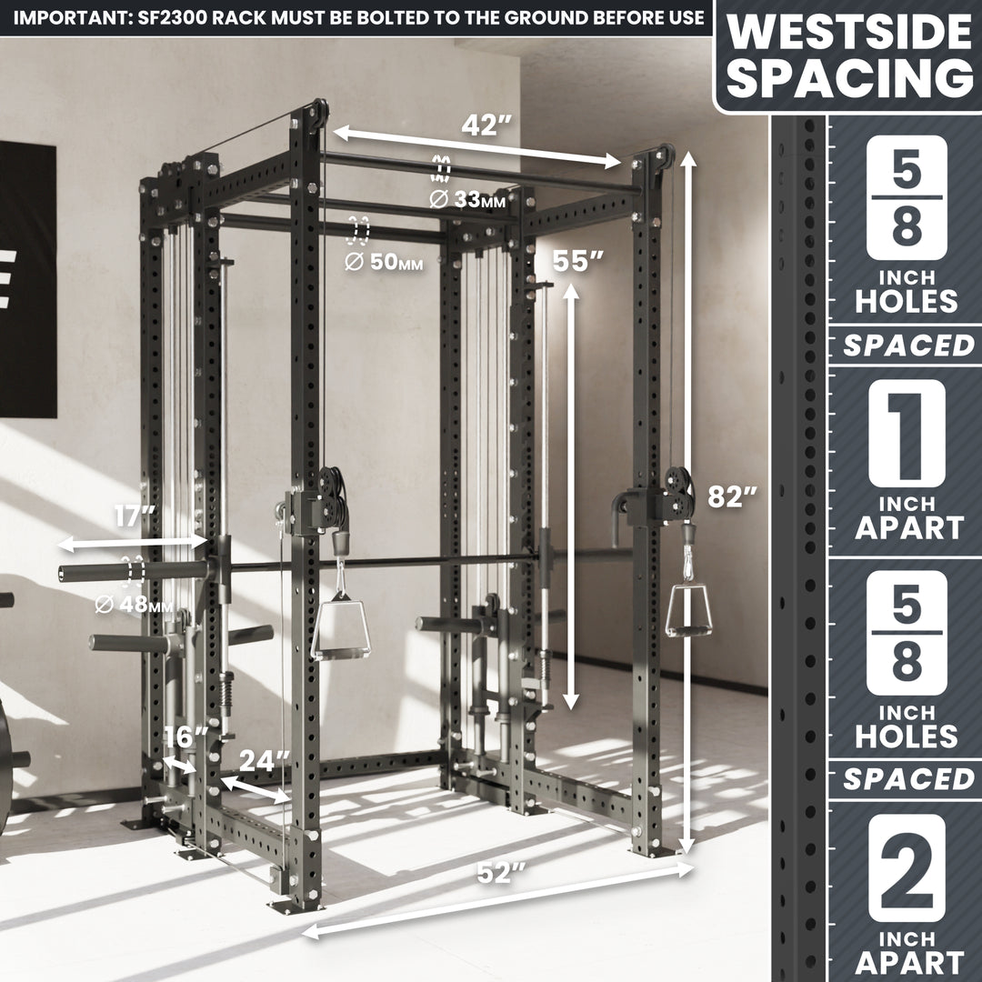 Synergee 2300 Series Power Cage with Plate Loaded Cable Cross Overs and Smith Machine