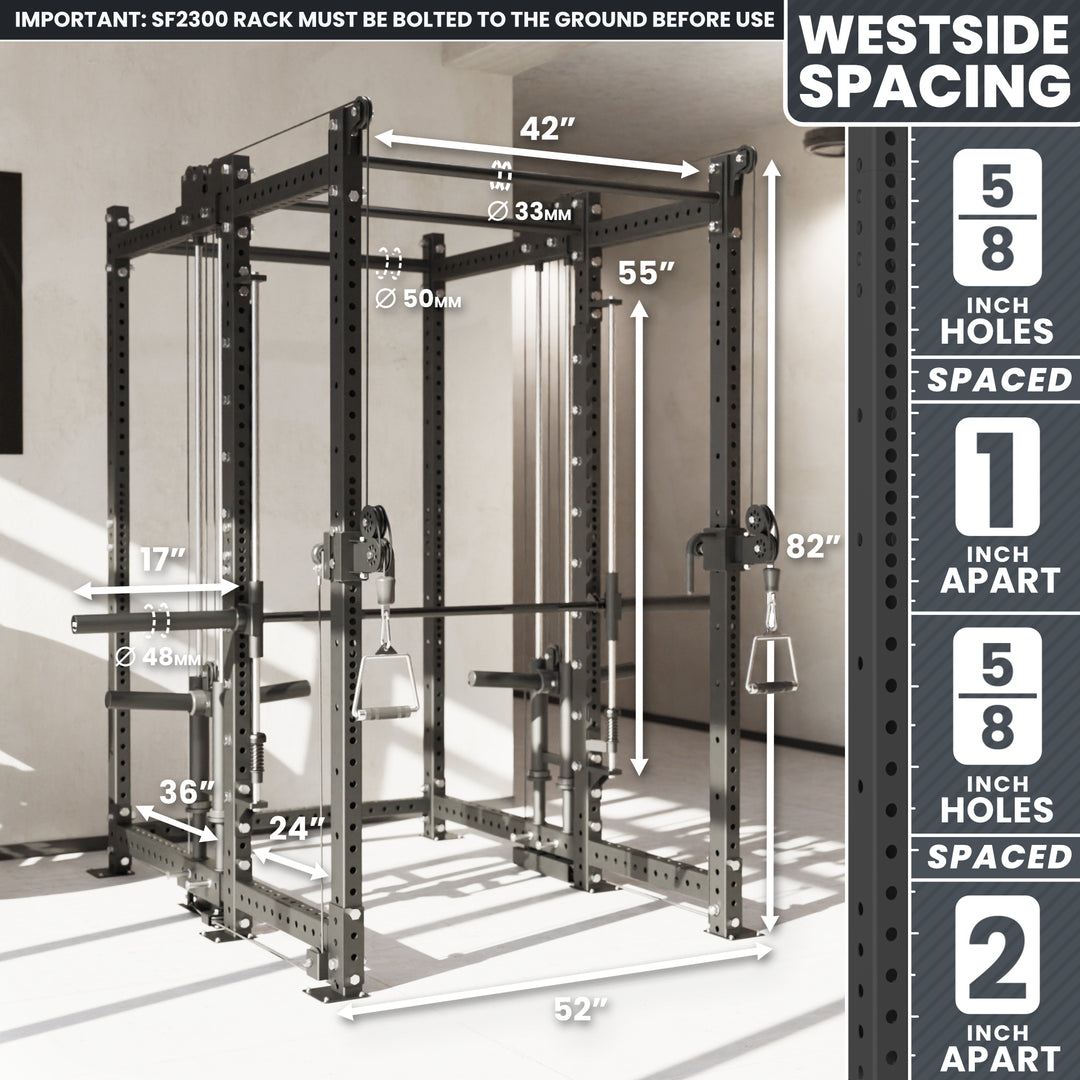 Synergee 2300 Series Power Cage with Plate Loaded Cable Cross Overs and Smith Machine