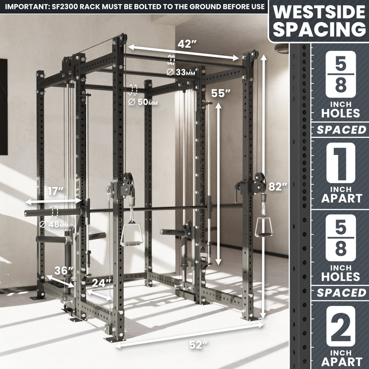 Synergee 2300 Series Power Cage with Plate Loaded Cable Cross Overs and Smith Machine