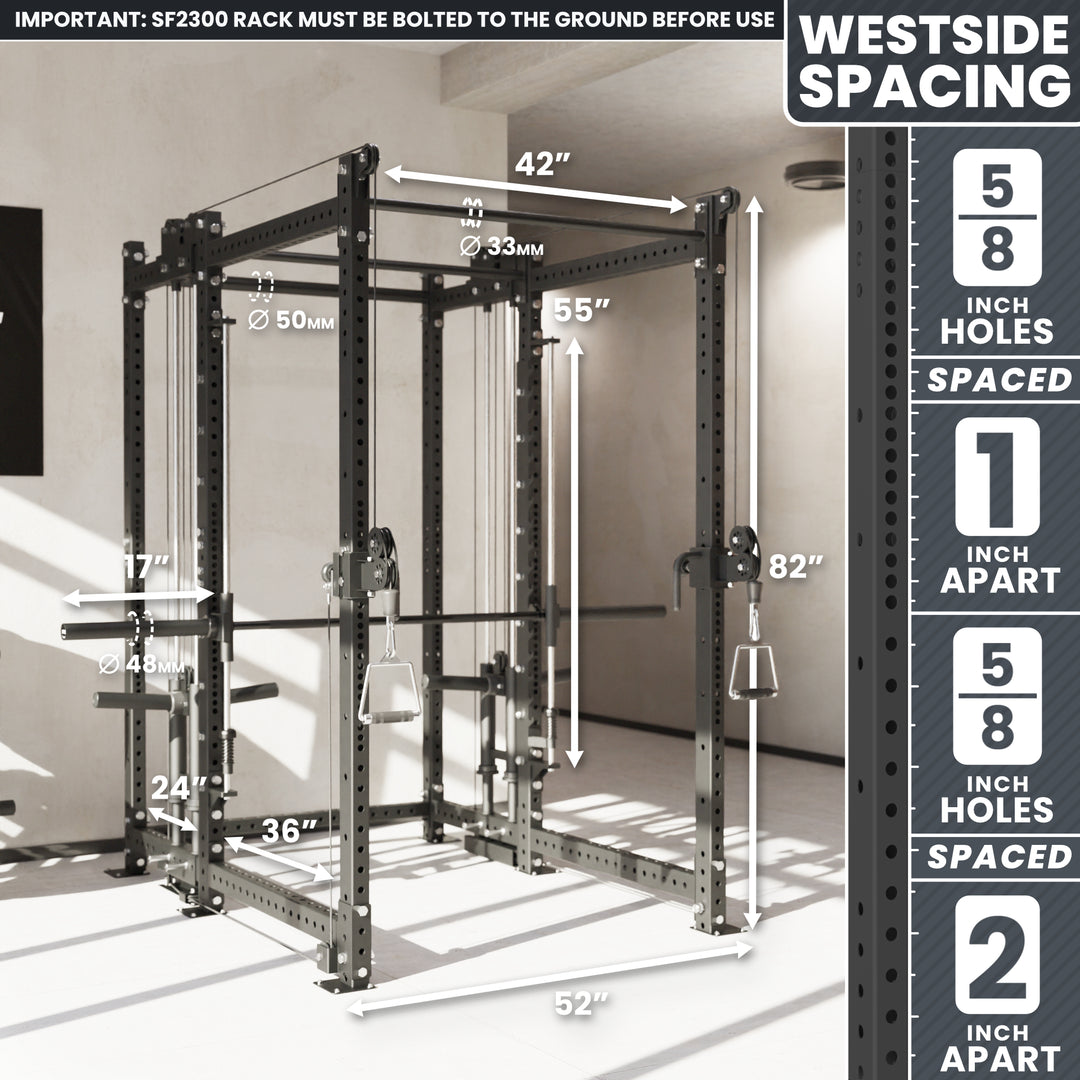 Synergee 2300 Series Power Cage with Plate Loaded Cable Cross Overs and Smith Machine