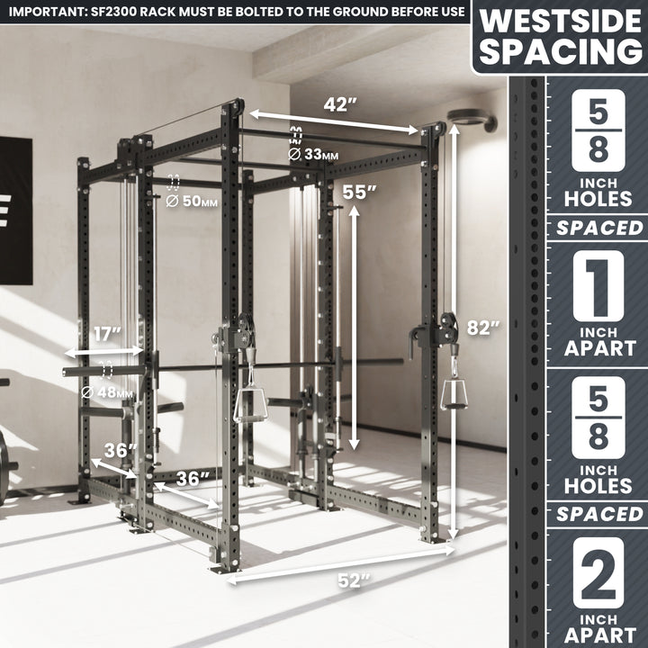 Synergee 2300 Series Power Cage with Plate Loaded Cable Cross Overs and Smith Machine