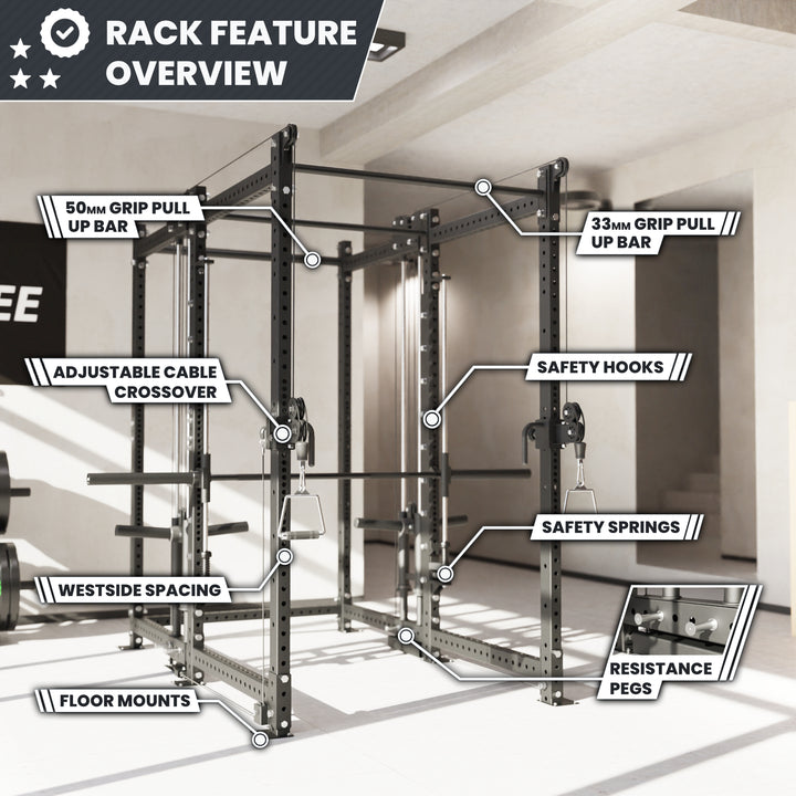 Synergee 2300 Series Power Cage with Plate Loaded Cable Cross Overs and Smith Machine