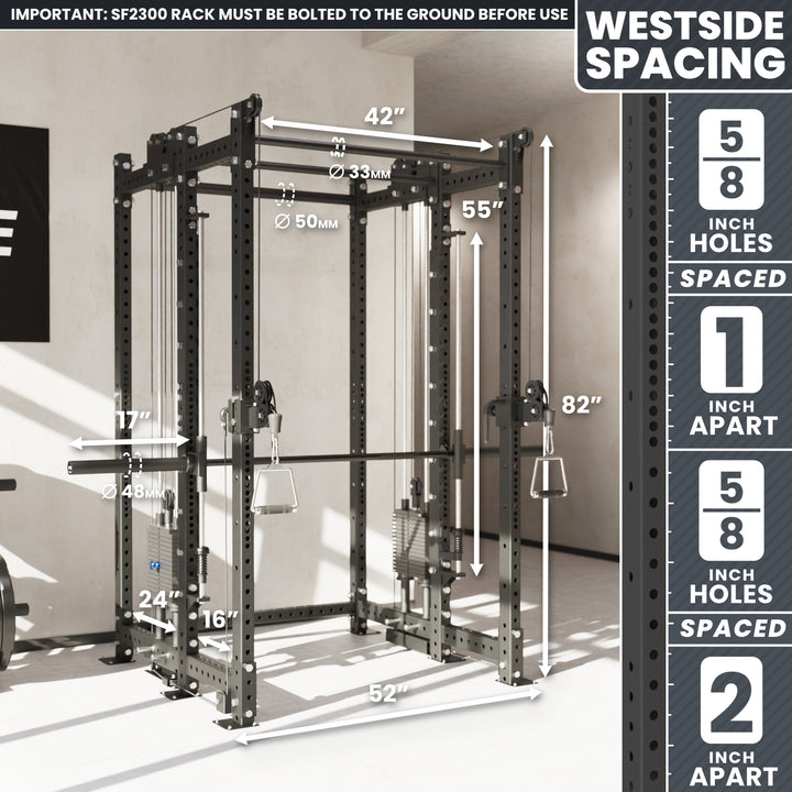 Synergee 2300 Series Power Cage with Synchronized Loaded Cable Cross Overs and Smith Machine