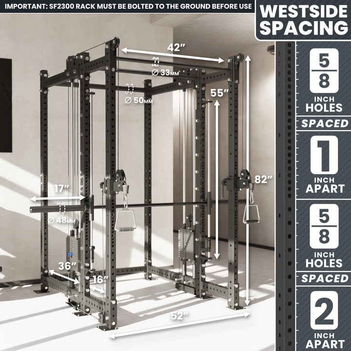 Synergee 2300 Series Power Cage with Synchronized Loaded Cable Cross Overs and Smith Machine