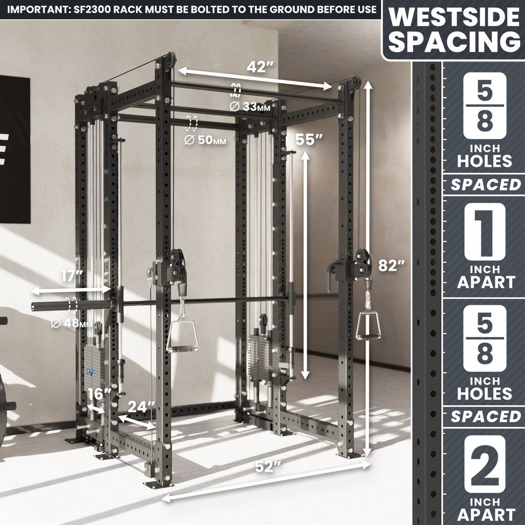 Synergee 2300 Series Power Cage with Synchronized Loaded Cable Cross Overs and Smith Machine