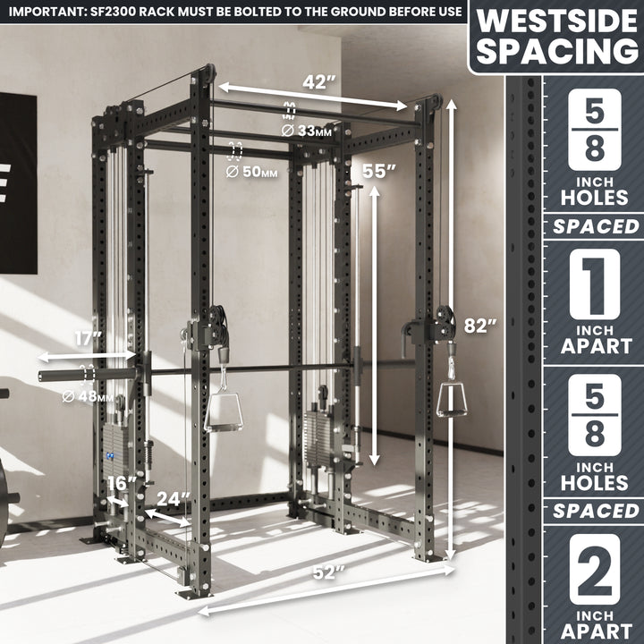 Synergee 2300 Series Power Cage with Synchronized Loaded Cable Cross Overs and Smith Machine