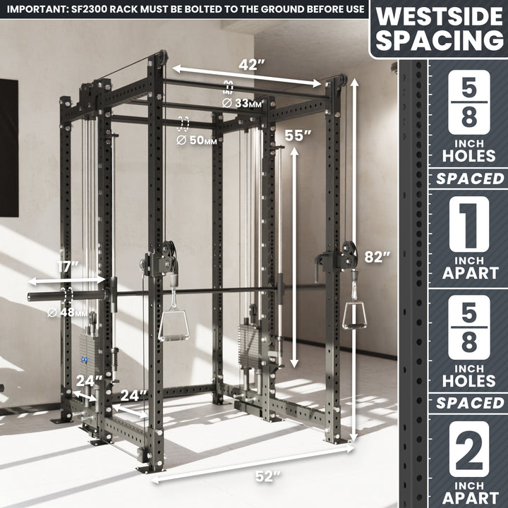 Synergee 2300 Series Power Cage with Synchronized Loaded Cable Cross Overs and Smith Machine