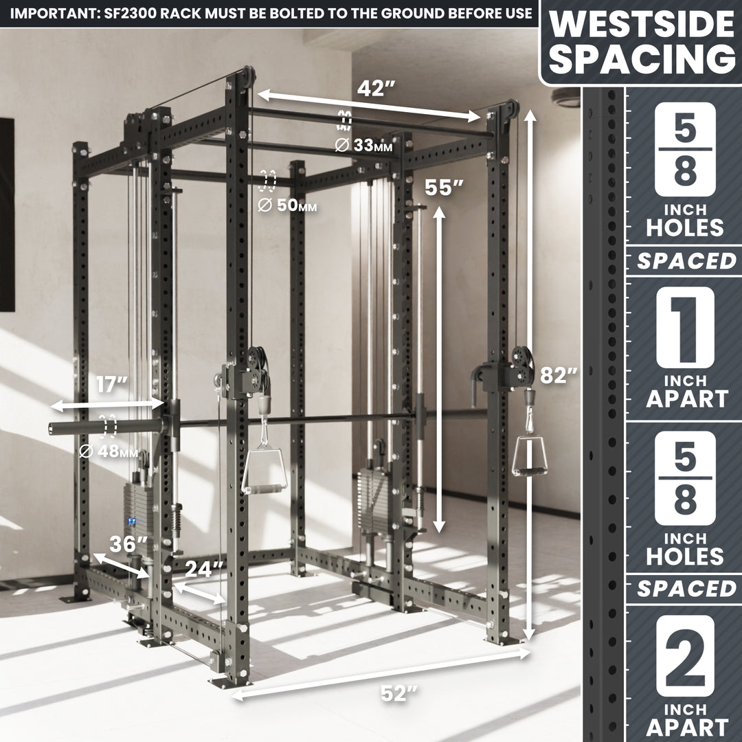 Synergee 2300 Series Power Cage with Synchronized Loaded Cable Cross Overs and Smith Machine