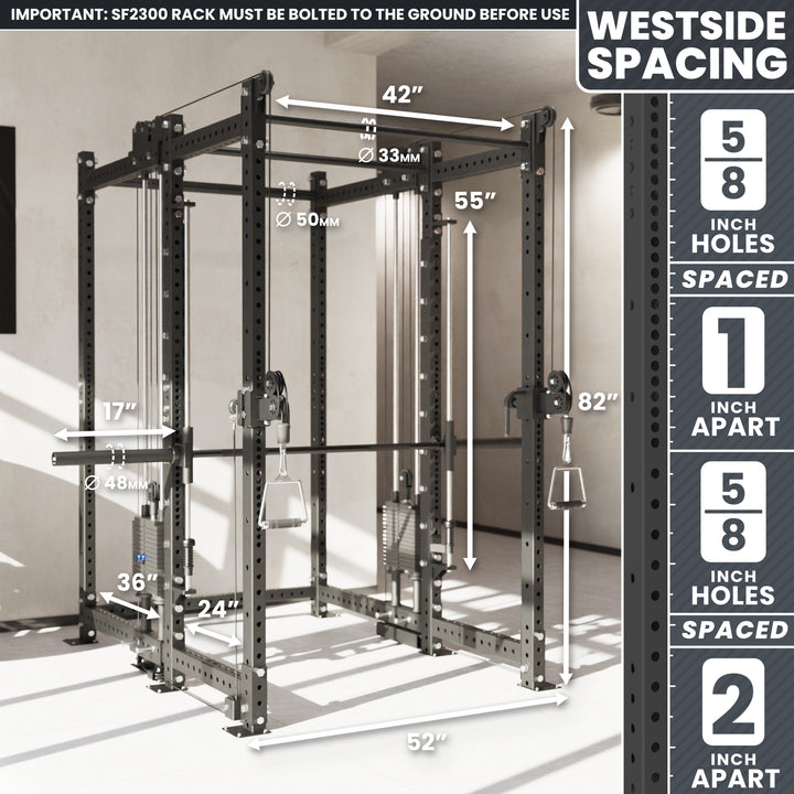 Synergee 2300 Series Power Cage with Synchronized Loaded Cable Cross Overs and Smith Machine