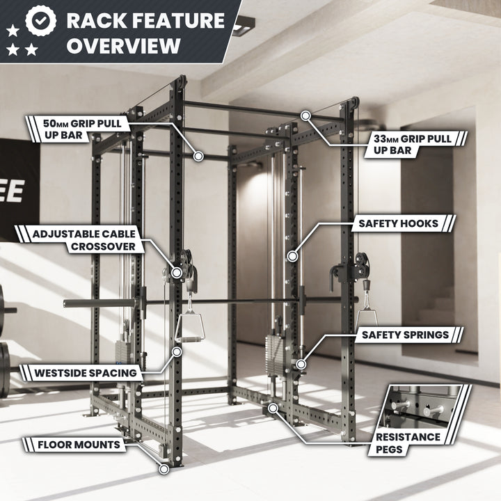 Synergee 2300 Series Power Cage with Synchronized Loaded Cable Cross Overs and Smith Machine