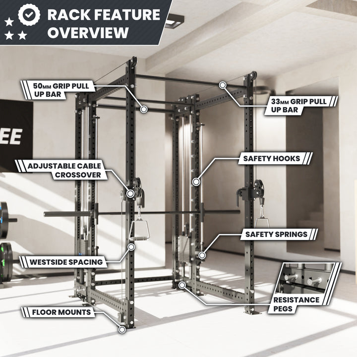 Synergee 2300 Series Power Cage with Synchronized Loaded Cable Cross Overs and Smith Machine
