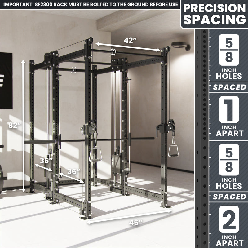 Synergee 2300 Series Power Cage with Synchronized Loaded Cable Cross Overs and Smith Machine