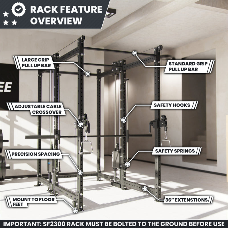 Synergee 2300 Series Power Cage with Synchronized Loaded Cable Cross Overs and Smith Machine