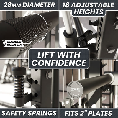 Synergee 2300 Series Power Cage with Plate Loaded Cable Cross Overs and Smith Machine