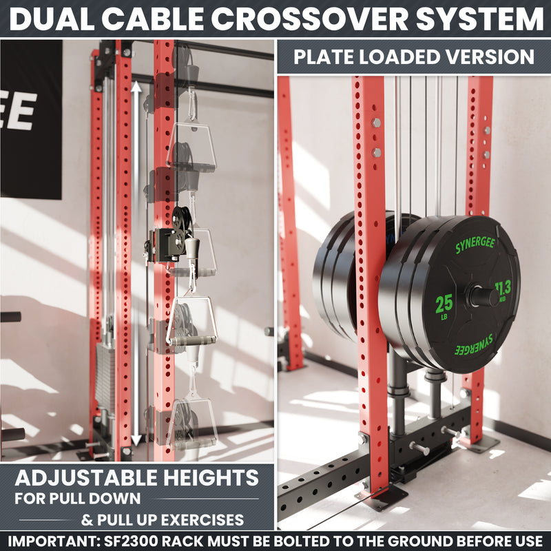 Synergee 2300 Series Power Cage with Plate Loaded Cable Cross Overs and Smith Machine