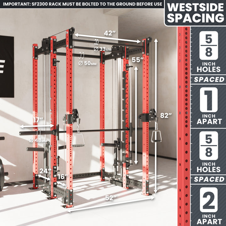 Synergee 2300 Series Power Cage with Plate Loaded Cable Cross Overs and Smith Machine
