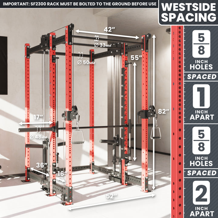 Synergee 2300 Series Power Cage with Plate Loaded Cable Cross Overs and Smith Machine