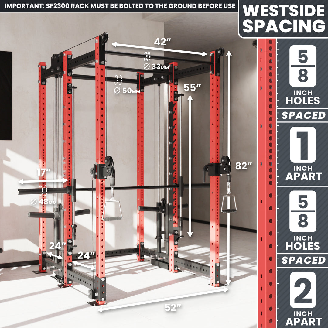 Synergee 2300 Series Power Cage with Plate Loaded Cable Cross Overs and Smith Machine
