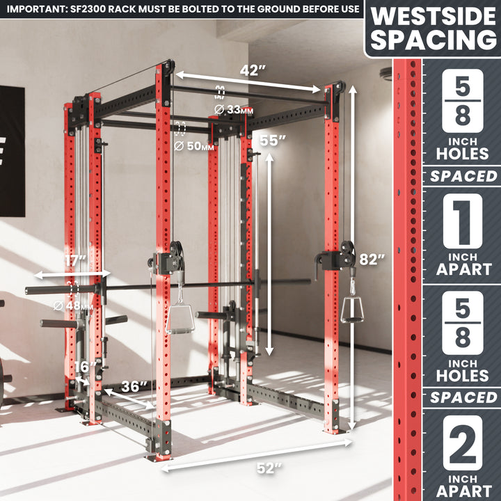 Synergee 2300 Series Power Cage with Plate Loaded Cable Cross Overs and Smith Machine