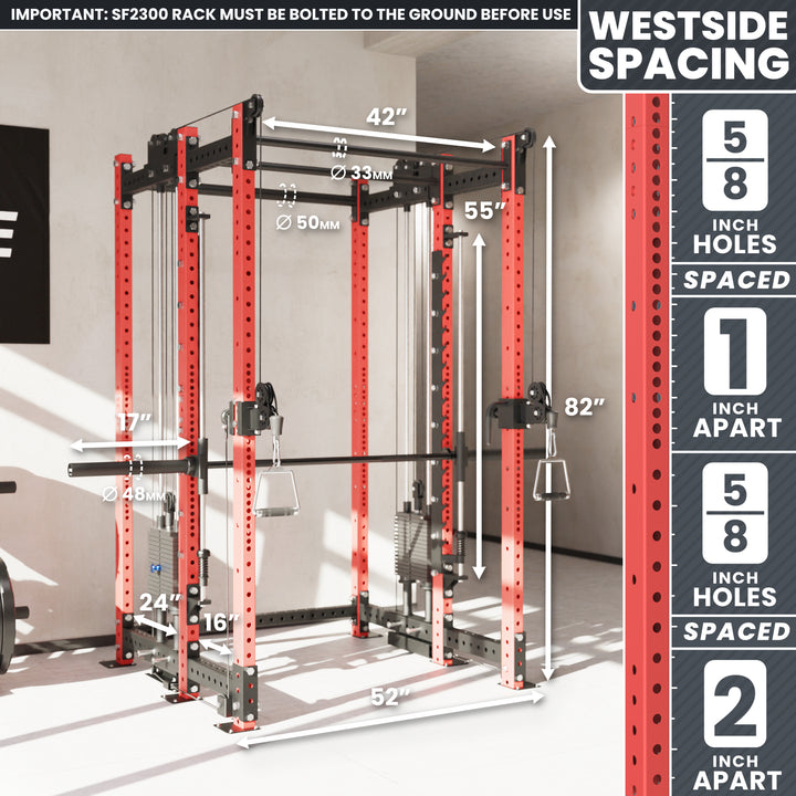 Synergee 2300 Series Power Cage with Synchronized Loaded Cable Cross Overs and Smith Machine