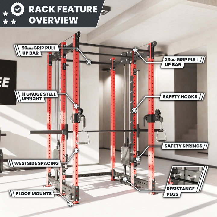 Synergee 2300 Series Power Cage with Synchronized Loaded Cable Cross Overs and Smith Machine