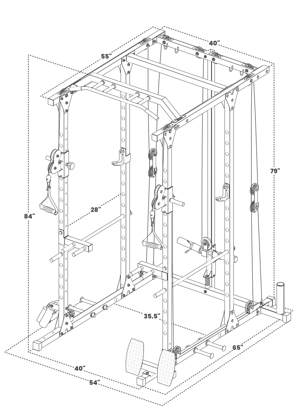 Studio System Power Rack Synergee Power Rack With Cable Crossover | Synergee Fitness Canada ...