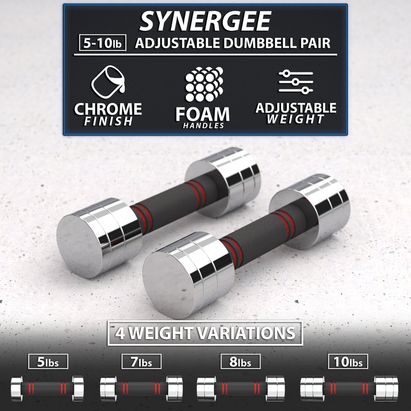 Synergee Adjustable Chrome Dumbbells