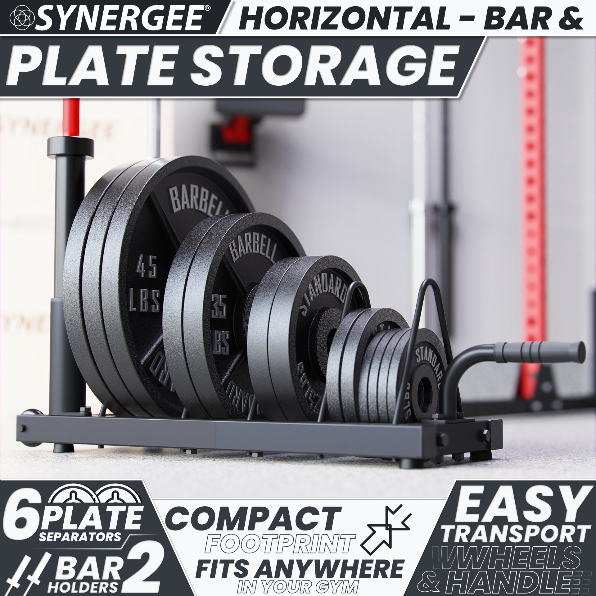 Synergee Horizontal Plate Storage Rack | Synergee Fitness Canada