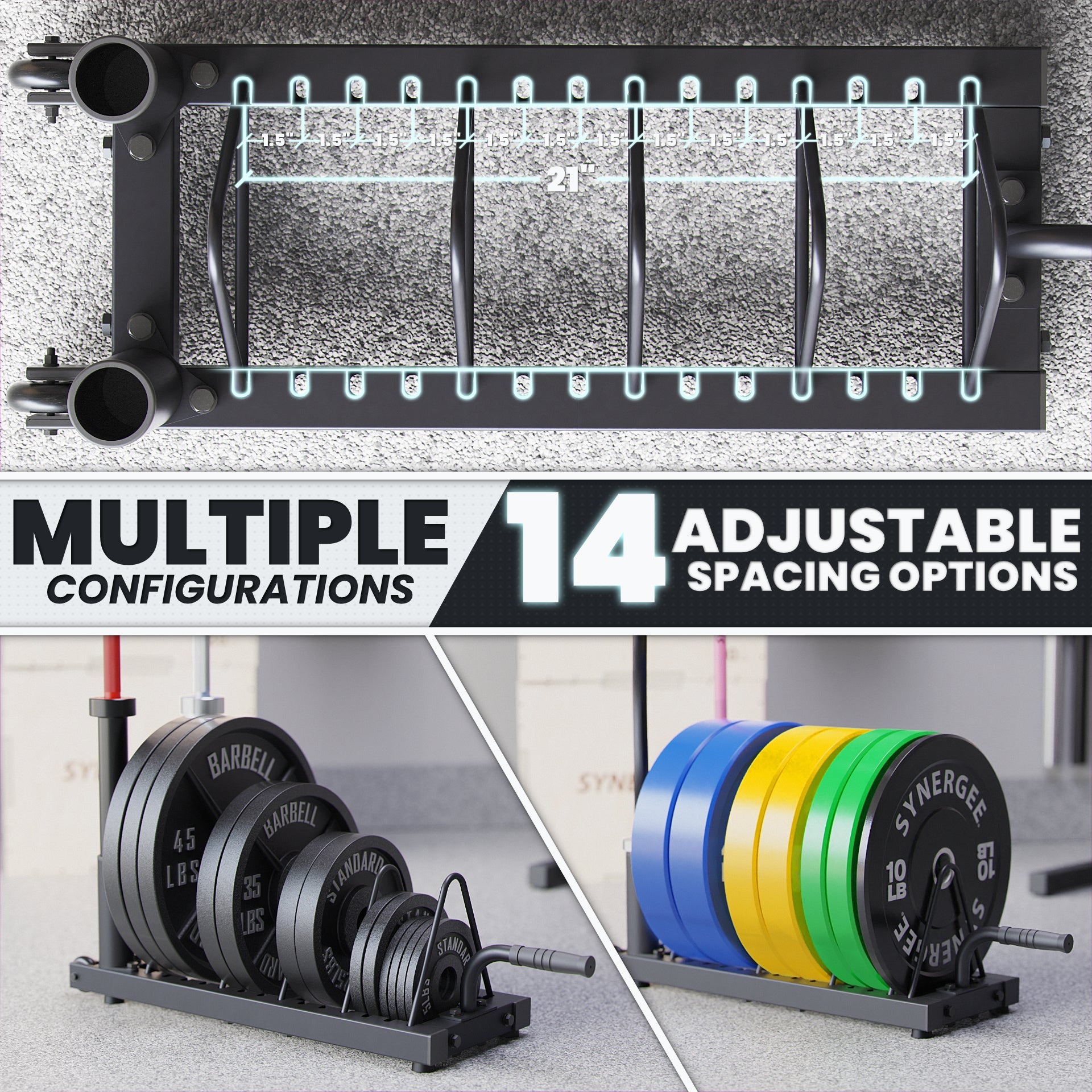 Synergee Horizontal Plate Storage Rack | Synergee Fitness Canada