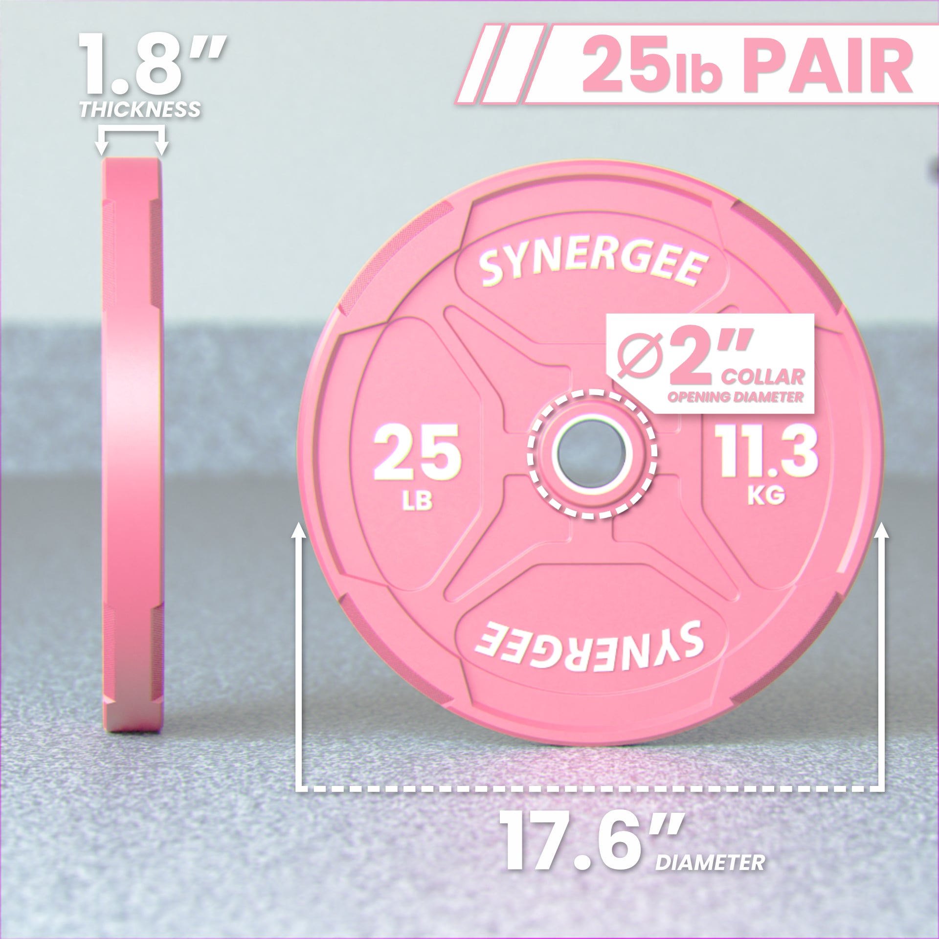 Synergee Pink EZ Grip Bumper Plates | Synergee Fitness Canada