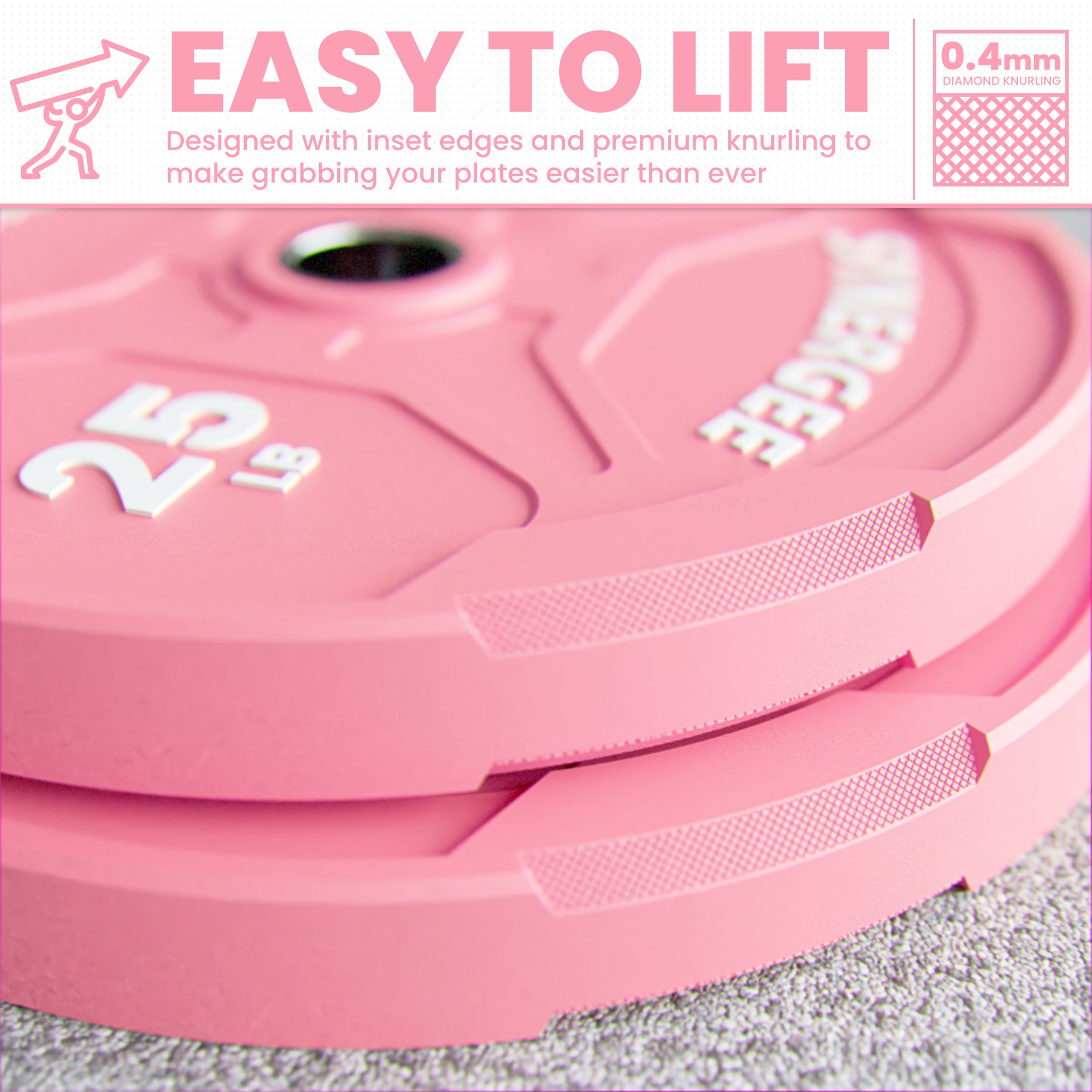 Synergee Pink EZ Grip Bumper Plates | Synergee Fitness Canada
