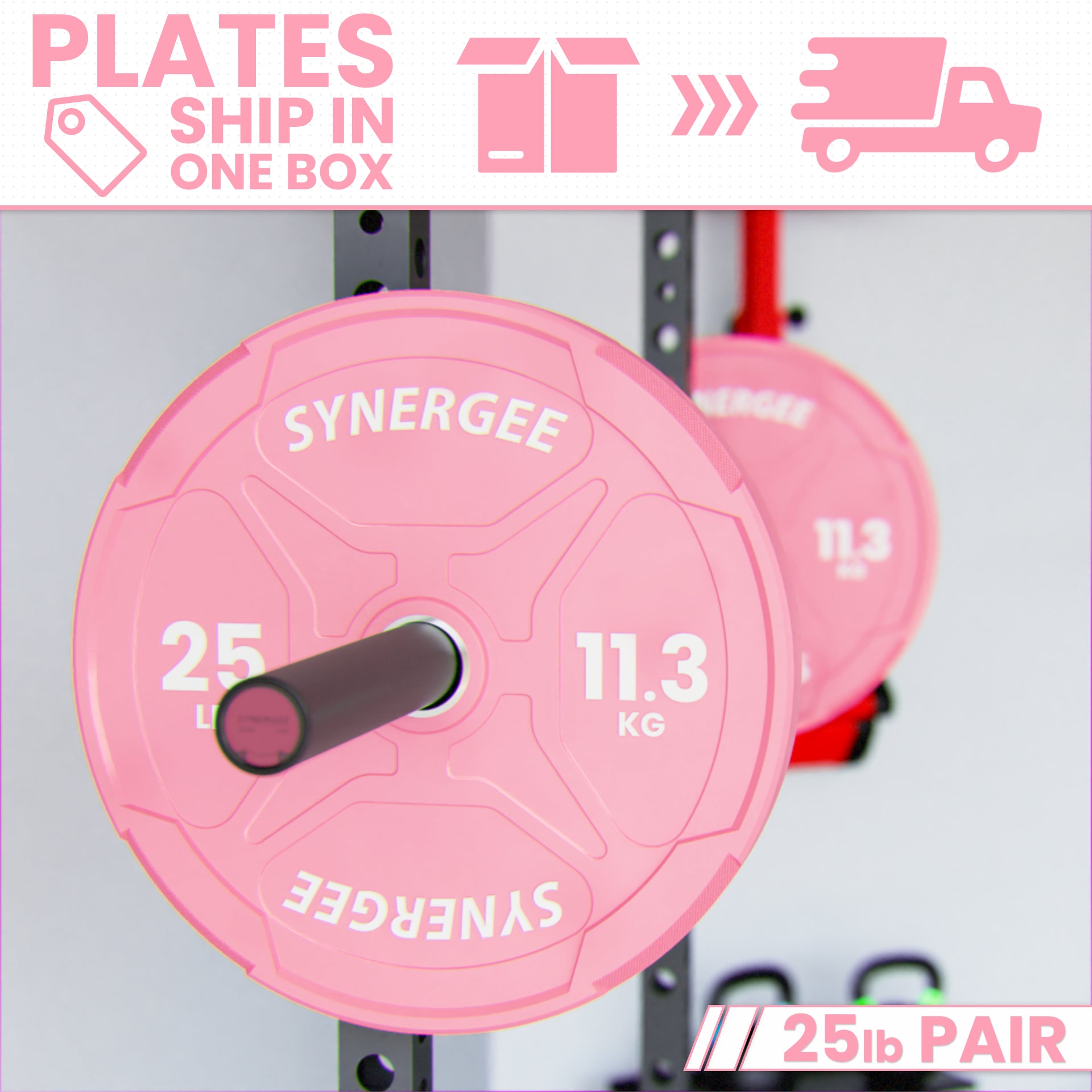 Synergee Pink EZ Grip Bumper Plates | Synergee Fitness Canada